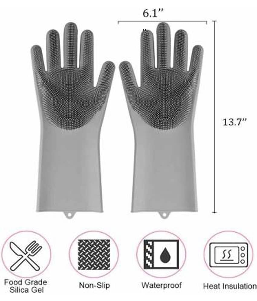 Earmark Silicon Hand Gloves Rubber Universal Size Cleaning Glove 1 Pair Gloves view 2