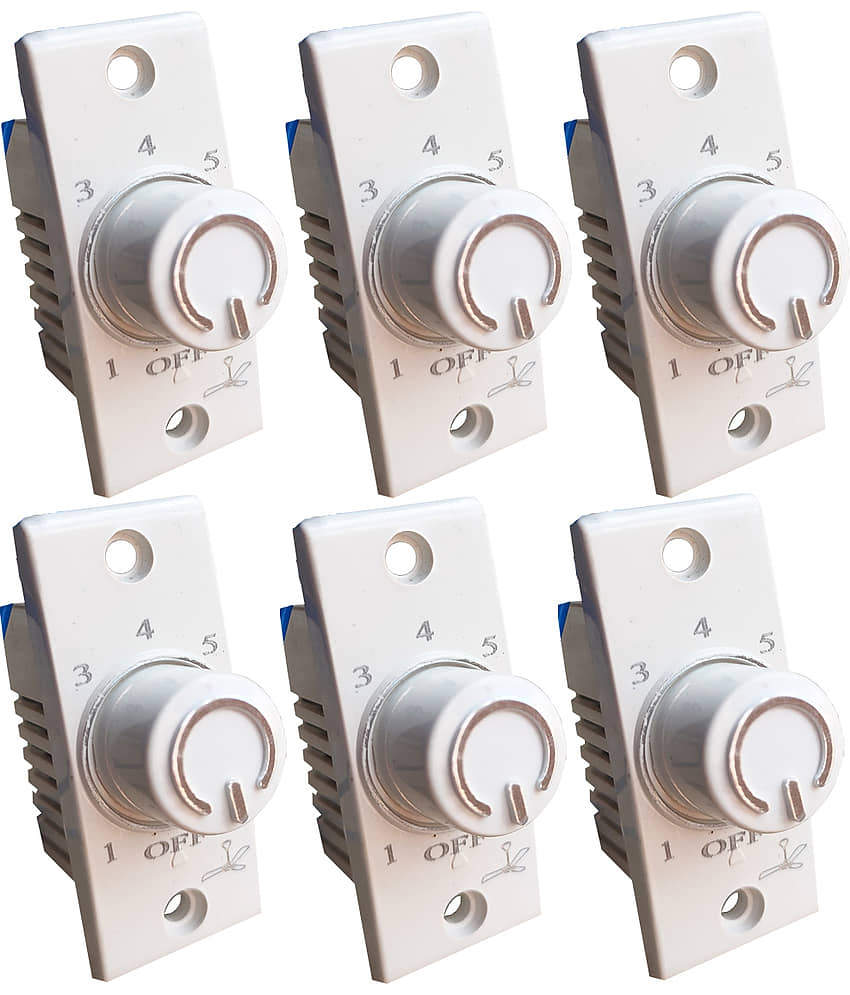 Hiru SWITCH 7 STEP - 6 PCS Chrome FAN REGULATOR for Home & Office Step-Type Button Regulator