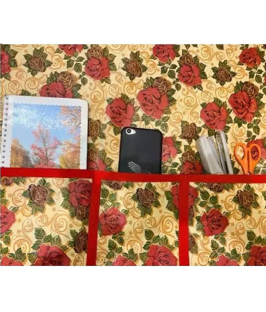 Crosmo Polyester Floral Printed Fridge Mat & Cover ( 64 18 ) Pack of 5 - Yellow view 2