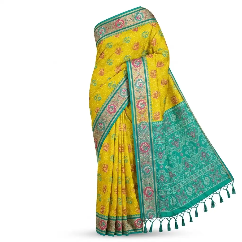 Bright Yellow Sambalpuri Saree