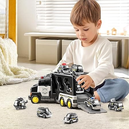 Mini Explorer 5 in 1 Police Trucks Boy Toys for 3-5 Year Old Toddlers view 2
