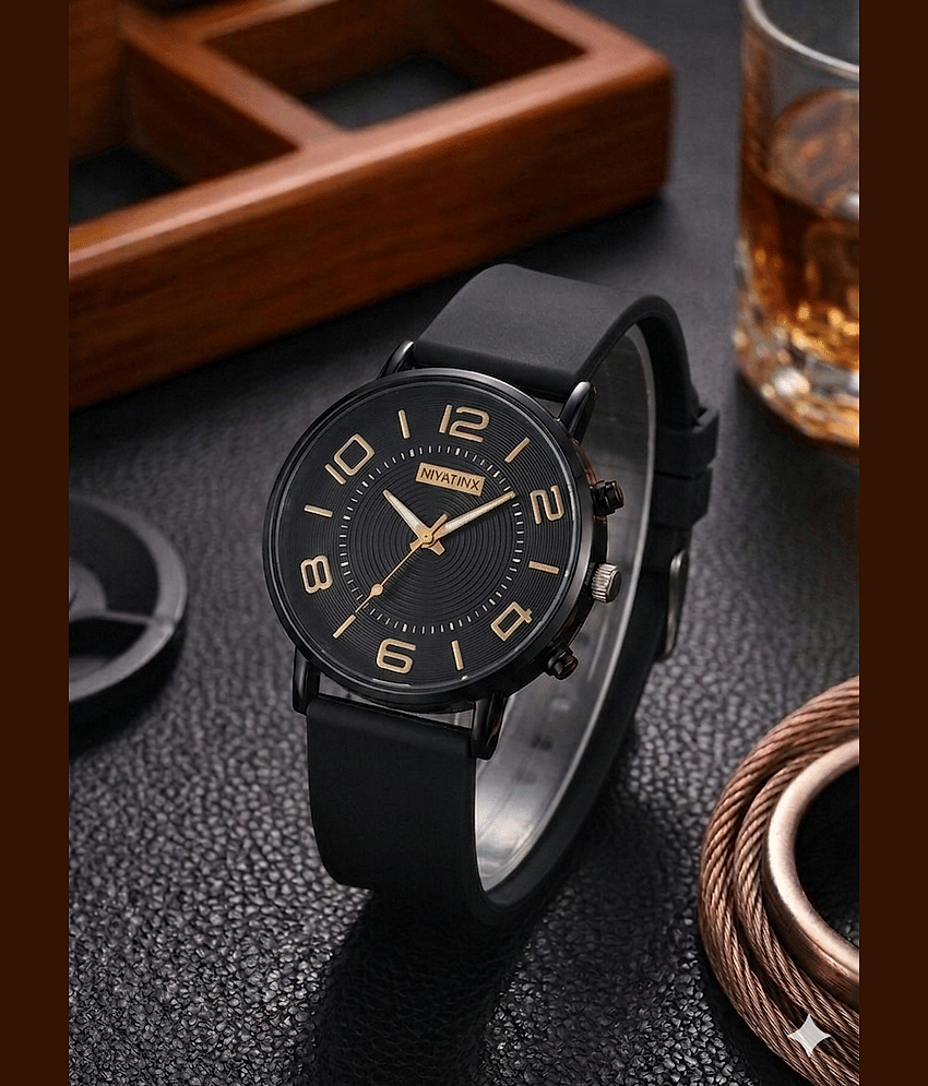 niyatifab Black Silicon Analog Men's Watch