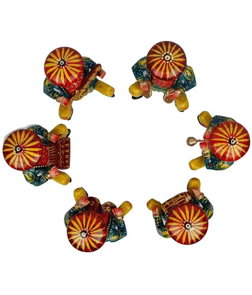 Fashion Bizz Rajasthani Wooden Musician Bawla Decorative Showpiece - 5.4 cm, Pack of 6 view 2