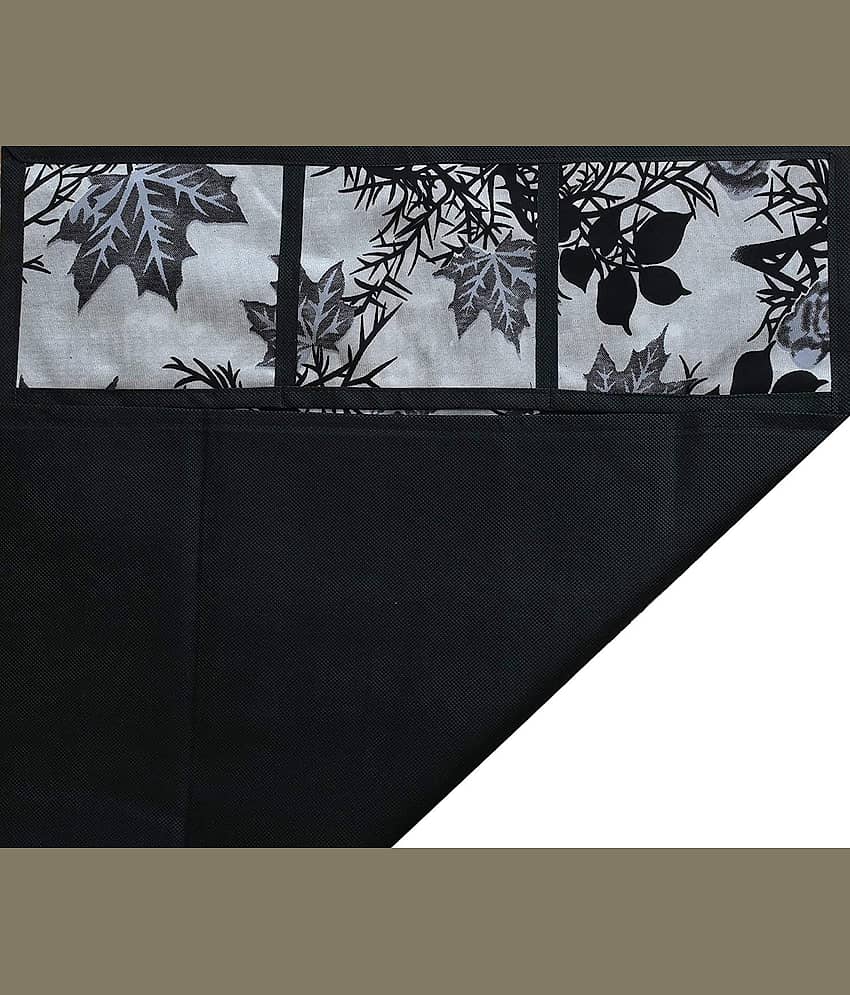 SHUBH Polyester Floral Fridge Mat & Cover ( 99 58 ) Pack of 6 - Black view 2
