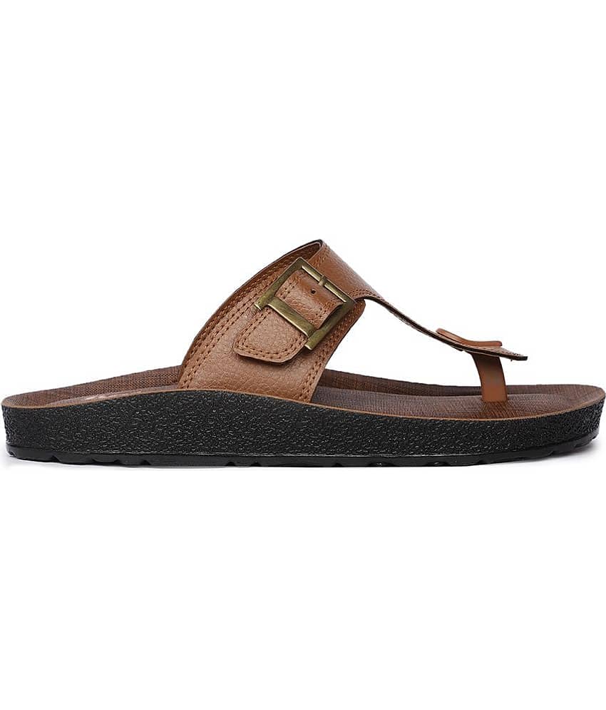 Bata Brown Men's Thong Flip Flop view 2