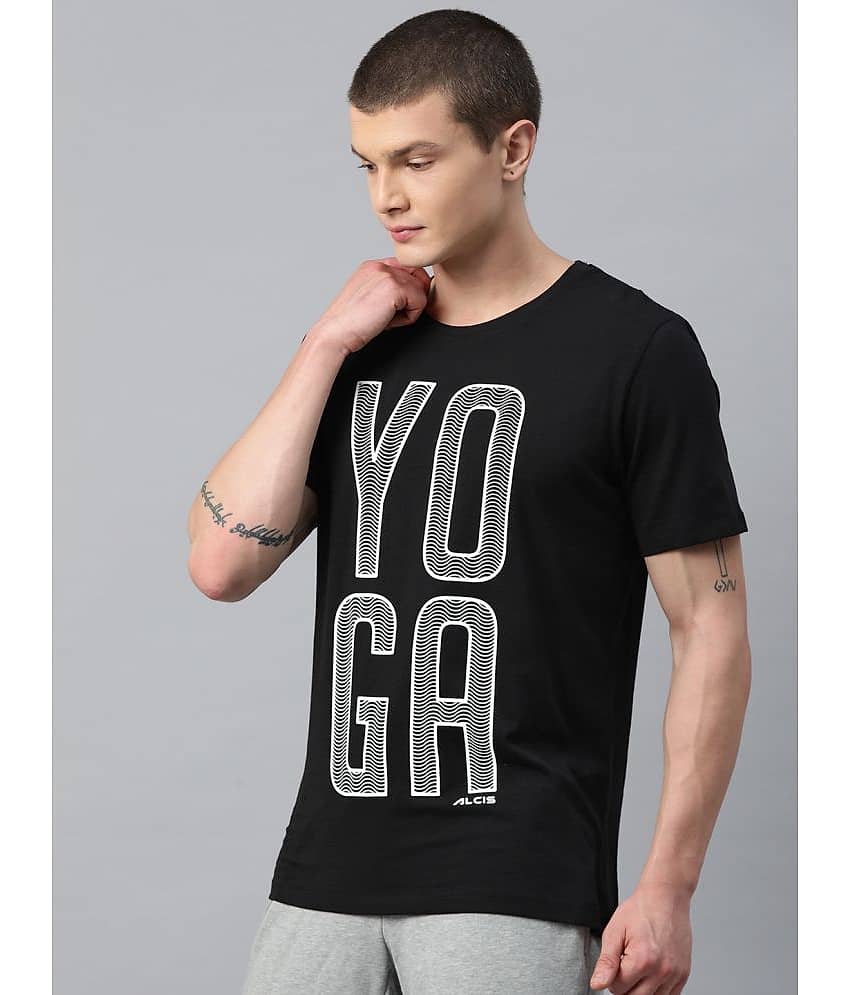 Alcis Black Cotton Regular Fit Men's Sports T-Shirt ( Pack of 1 ) view 2