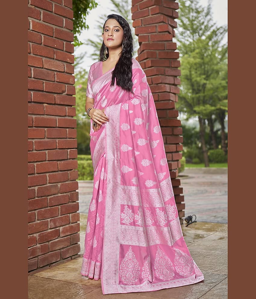 Sariya Jacquard Woven Saree With Unstitched Blouse Piece ( Rama ) view 2