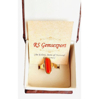 RS Jewellers Certified Coral Moonga 5.25 Carat Panchdhatu Gold Plating Astrological Ring for Men Women view 2