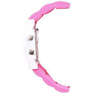 Unisex White Black Dial Pink Belt Digital Designer dial Women And Men Watches view 2