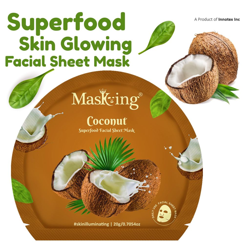Superfood Coconut facial sheet mask for glowing Skin and Hydrating, Pack of 3 view 2