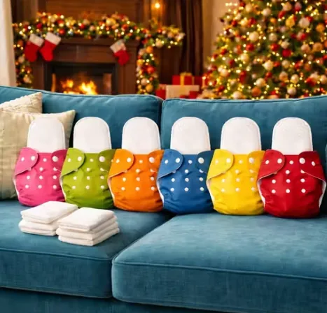 Pack of 6 with 6 Insert Snap Button Cloth Diapers view 2