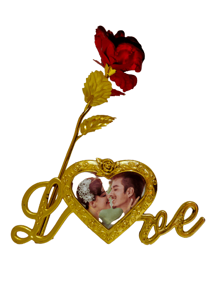 Artificial Rose Flower and Heart Photo Frame Love Shape Stand and Luxury Gift Box
