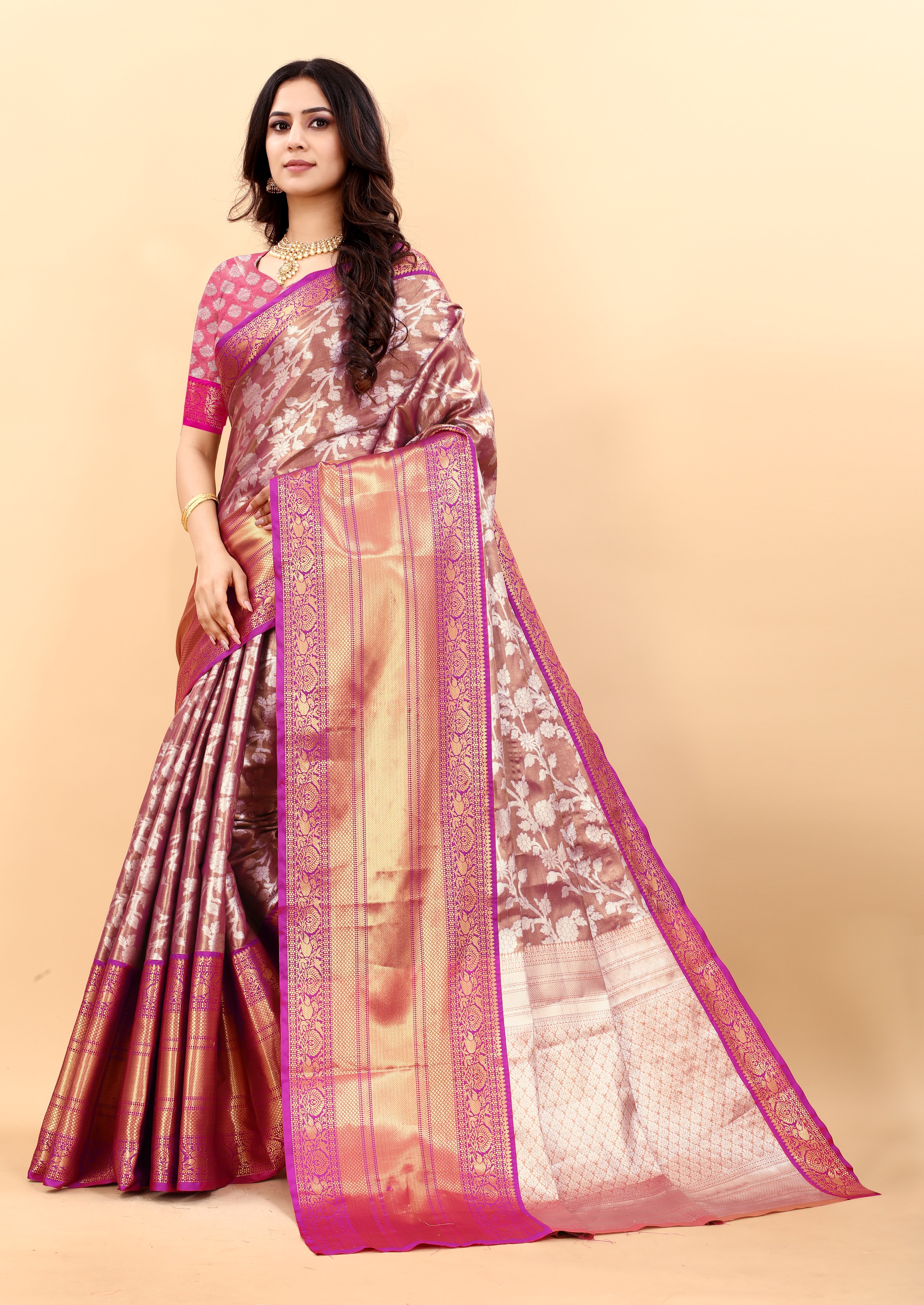 Yavira silk Women's Multi Handwoven Poly Silk Saree view 2