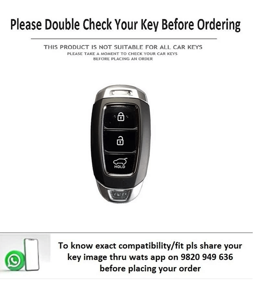 Soft Handmade Lychee Pattern Leather Key Cover Compatible with Hyundai New Verna 3 Button Smart Key view 2