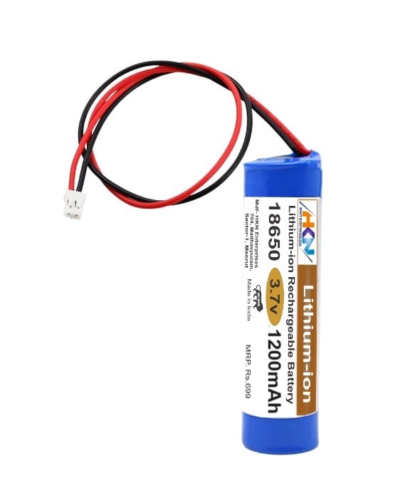 3.7V 1200mAh Lithium-ion battery 18650 Li-ion Cylindrical Battery Pack with inbuilt BMS and 2.0mm Pitch 2 Pin JST Connector view 2
