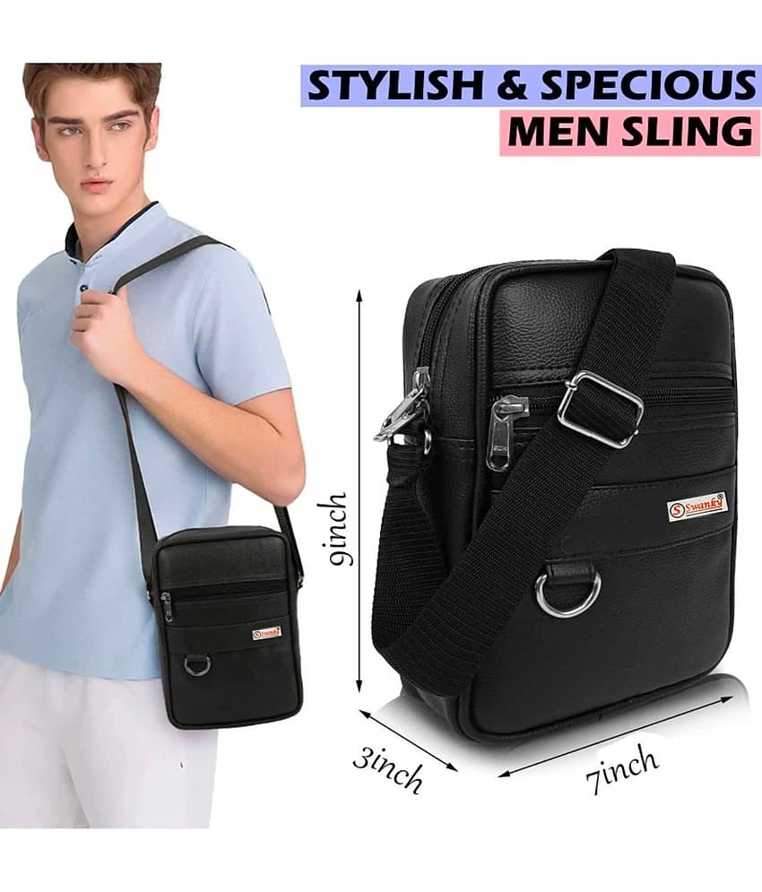 Swanky 15 Ltrs Black Sling Bag for Unisex view 2