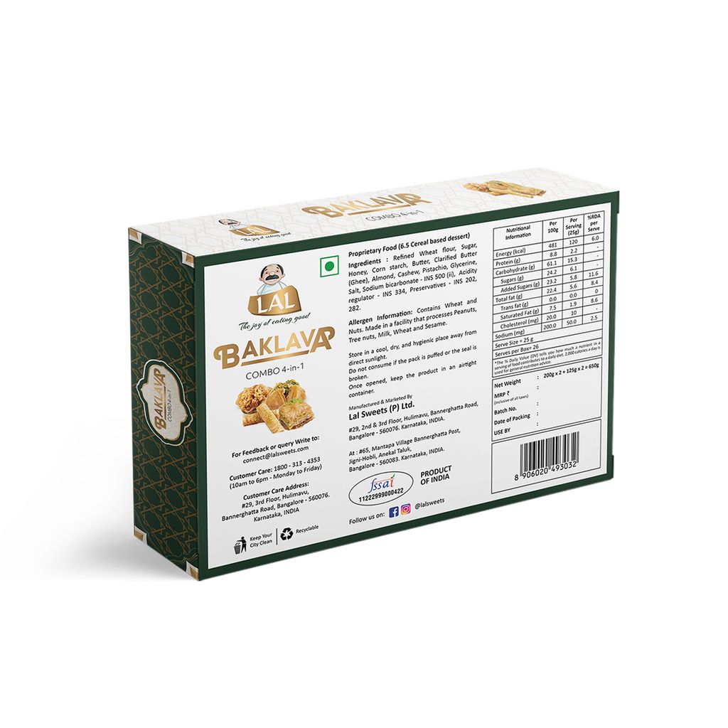Lal Sweets Baklava 4-in-1 650gms view 2