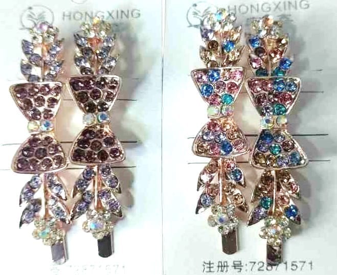 Sparkling Rhinestone Bow Hair Clips view 2