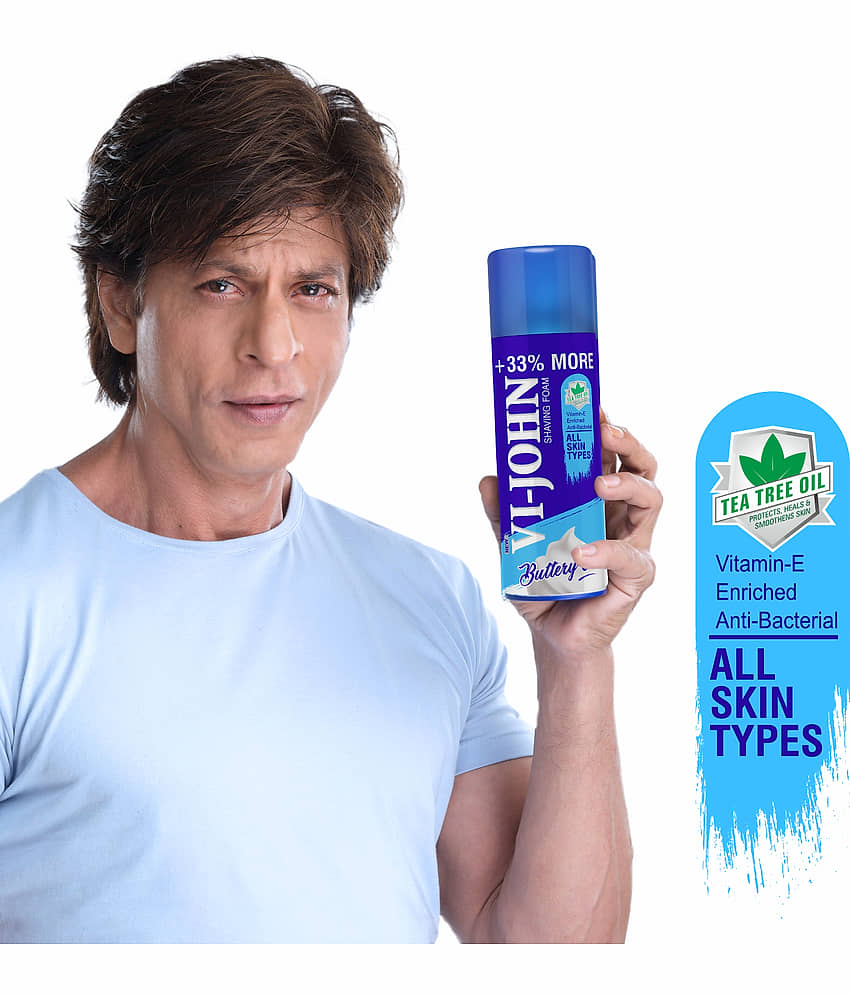 VI-JOHN All Skin Type Shaving Foam Enriched With Vitamin E , Tea Tree Oil 400g - (1200g) Pack of 3 view 2