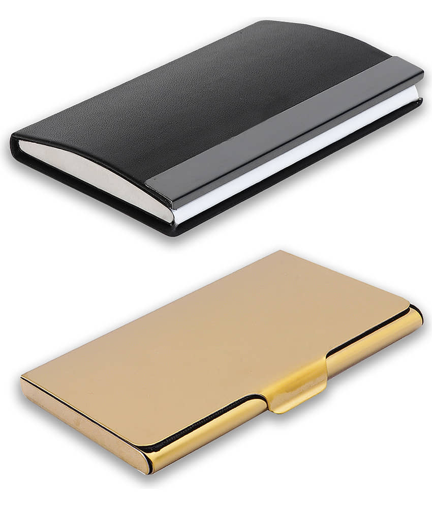 auteur 15-34 Multicolor Artificial Leather Professional Looking Visiting Card Holders for Men and Women Set of 2 (upto 15 Cards Capacity)
