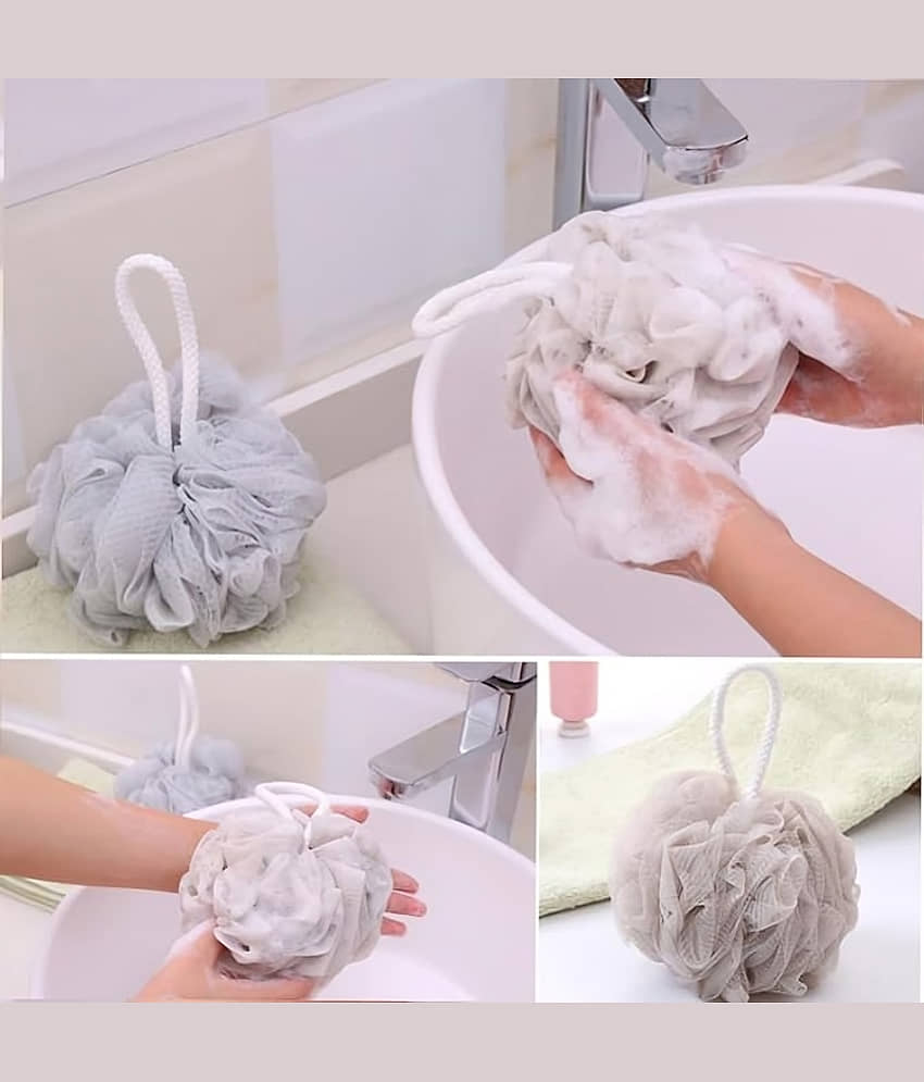 Bath Shower Loofah Sponge Pouf Body Scrubber Exfoliator| Bathing Round Loofah for Men and Women (pack of 5) view 2