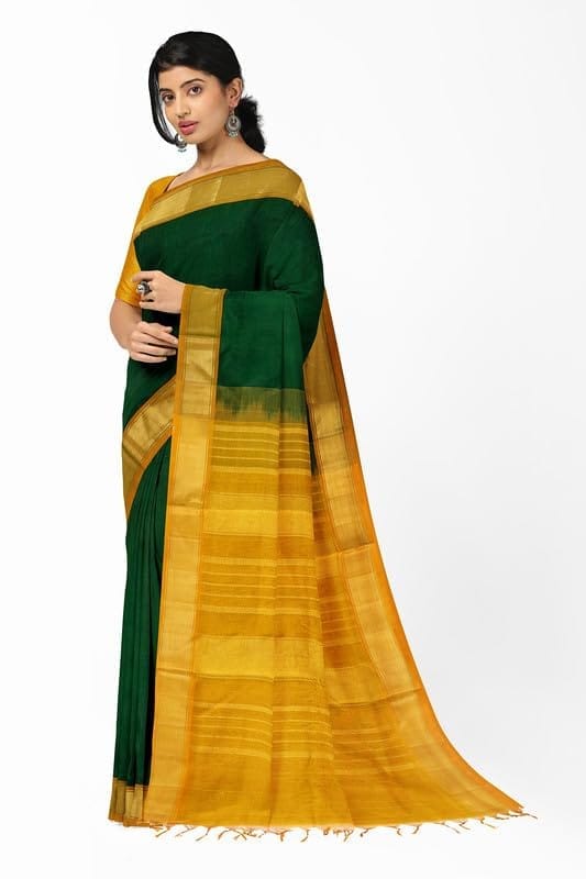 APCO Handloom - Women's Venkatagiri SICO Cotton Blend Handloom Saree, Green 04 view 2