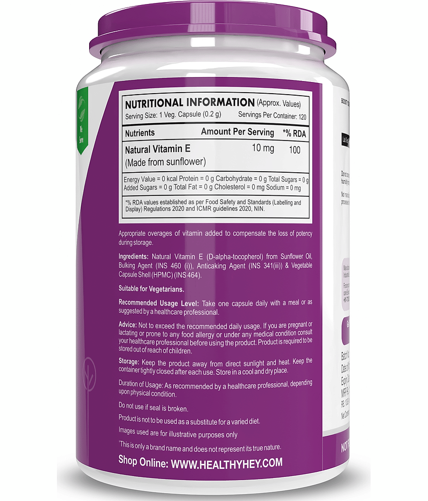 HEALTHYHEY NUTRITION Natural Vitamin E from Sunflower D-Alpha 10 mg view 2