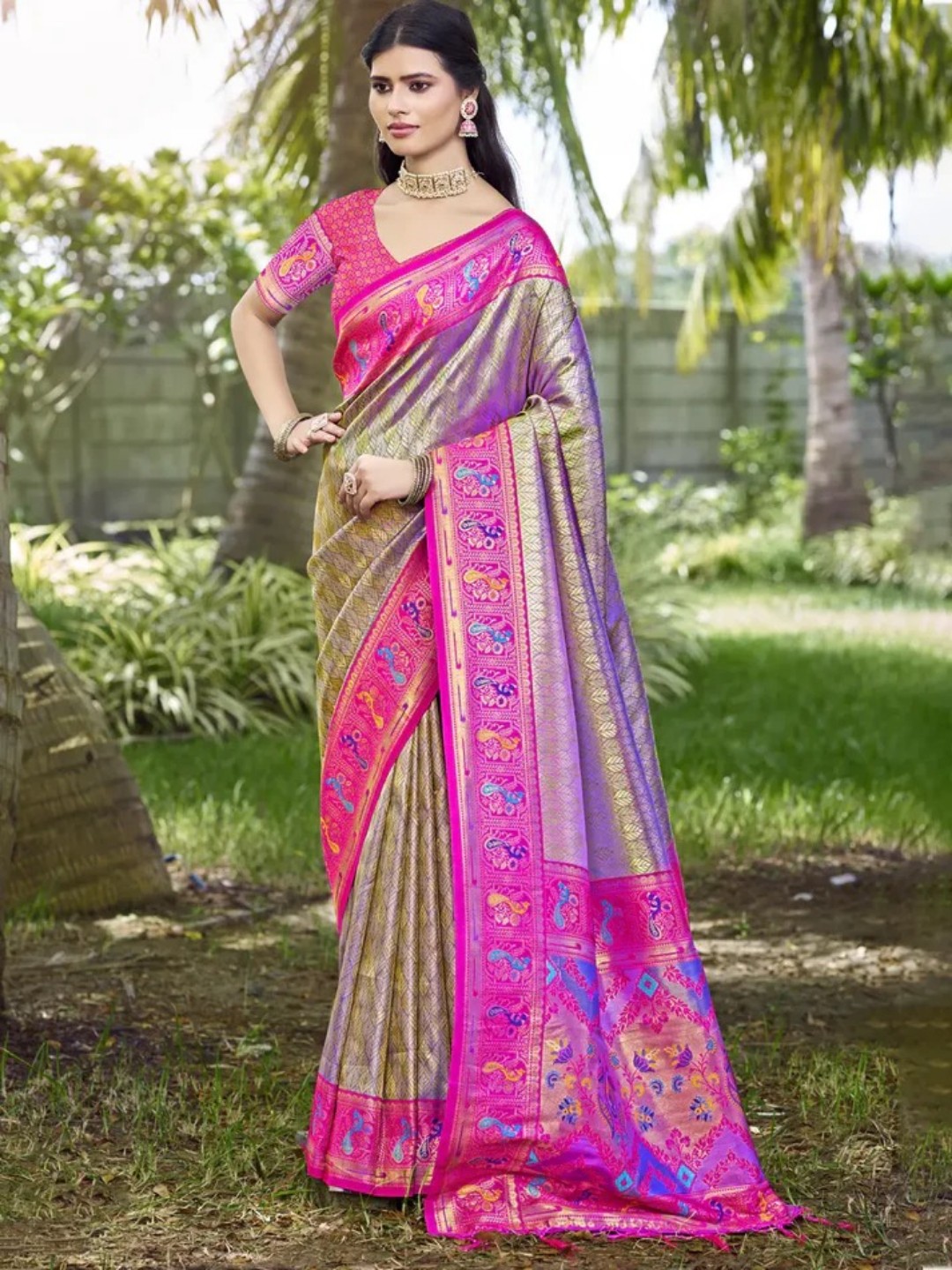 Gray Silk Saree view 2
