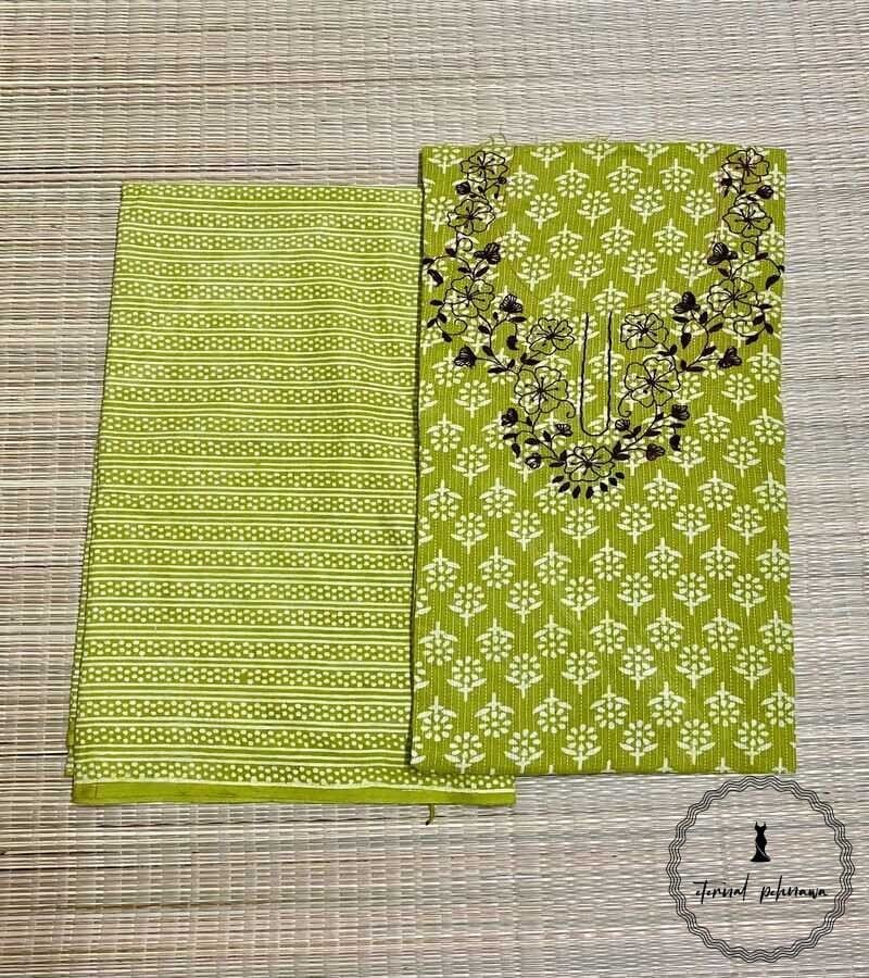 Hand Work on Cotton Suit Fabric : Fusion of Tradition and Elegance view 2
