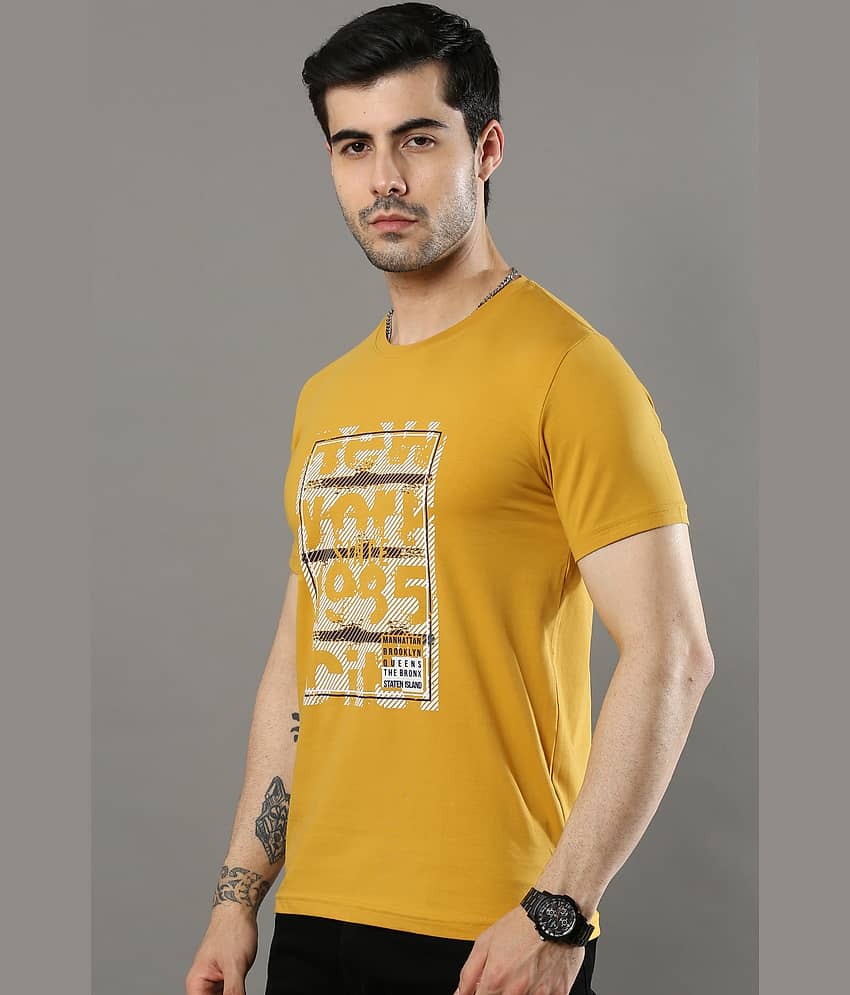 Cool Colors Pack of 1 Cotton Regular Fit Men's T-Shirt ( Yellow ) view 2