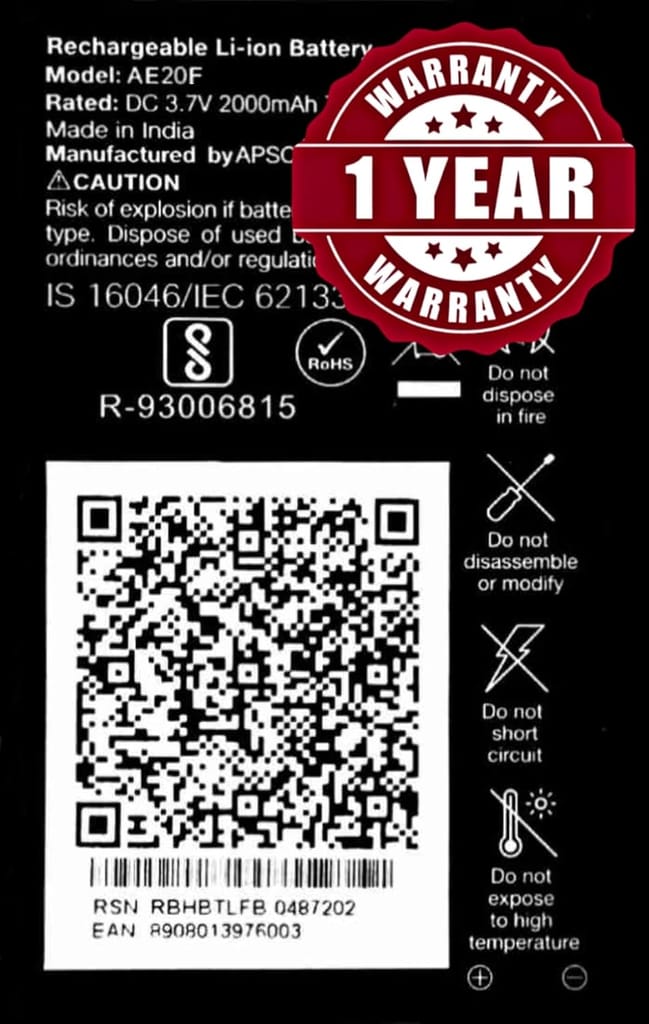 Original 2000mAh Battery for LYF Jio Phone (All Jio Keypad Phones) Battery - (2000mAh) - 1 Year Warranty view 2