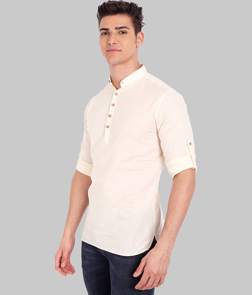 Vibe - Off-White Linen Slim Fit Men's Casual Shirt ( Pack of 1 ) view 2