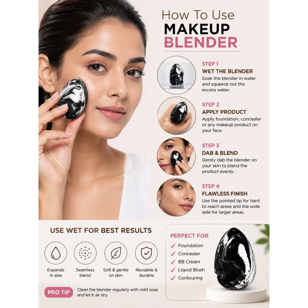 Premium Makeup Blender Sponge (Pack of 5) – Soft Beauty Blender for Foundation, Concealer, BB Cream & Contouring view 2