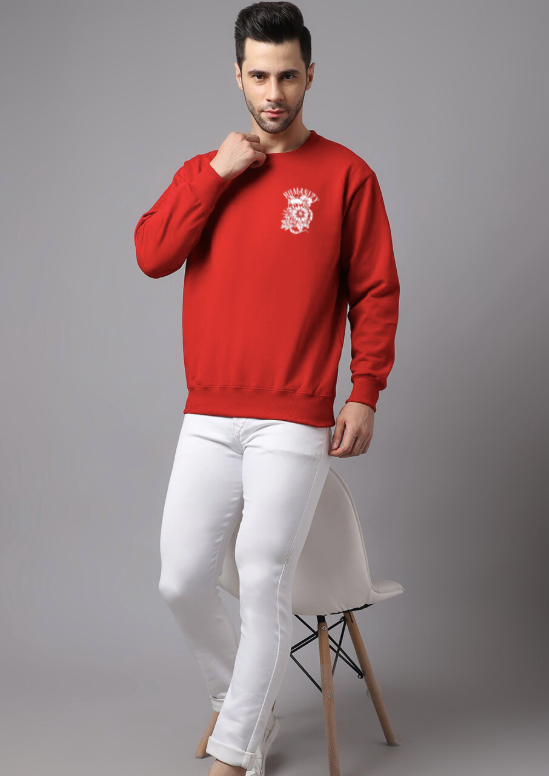 Oversized Crew Neck Sweatshirt: Red Humanity view 2