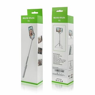 Premium R1 Bluetooth Selfie Sticks with Remote, 3-in-1 Multifunctional Selfie Stick Tripod Stand Mobile Stand Compatible with All Phones (Black) view 2