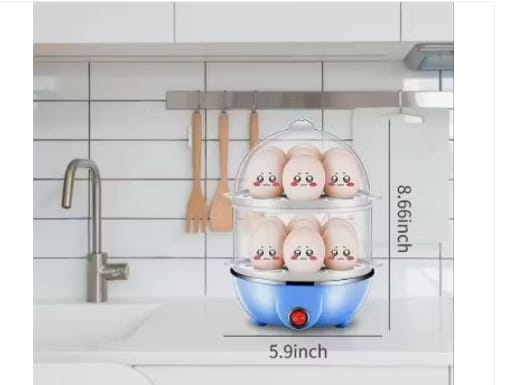 Electric Egg Boiler and Omelette Maker | 2-Layer Egg Cooker | Portable Egg and Milk Boiler | 14 Egg Capacity | Automatic Off view 2