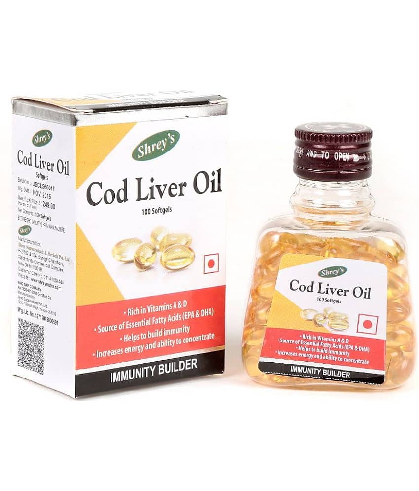 Shrey's Cod Liver Oil for Immunity & Healthy Heart 100 no.s Minerals Softgel view 2