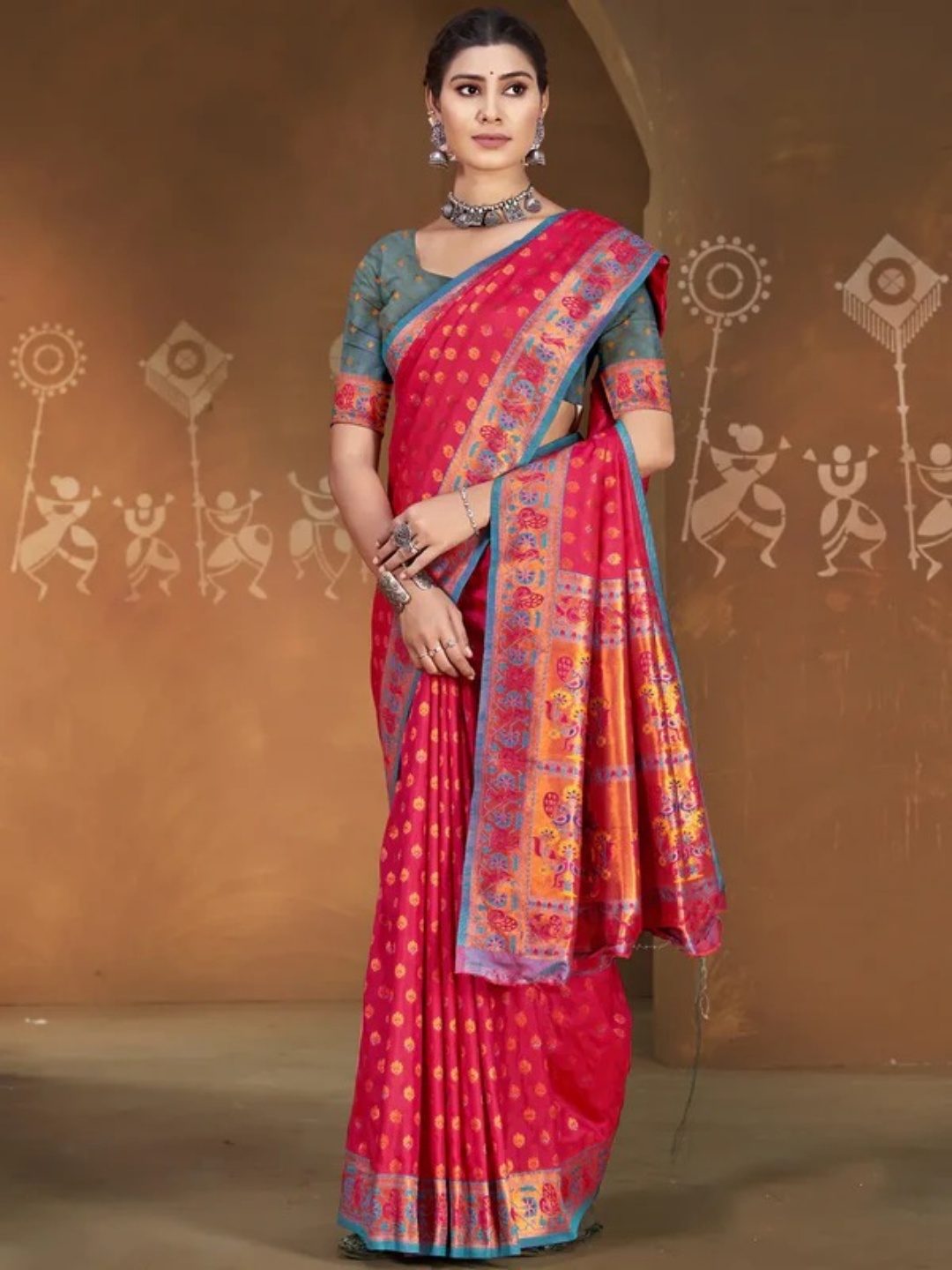 Red Silk Saree view 2