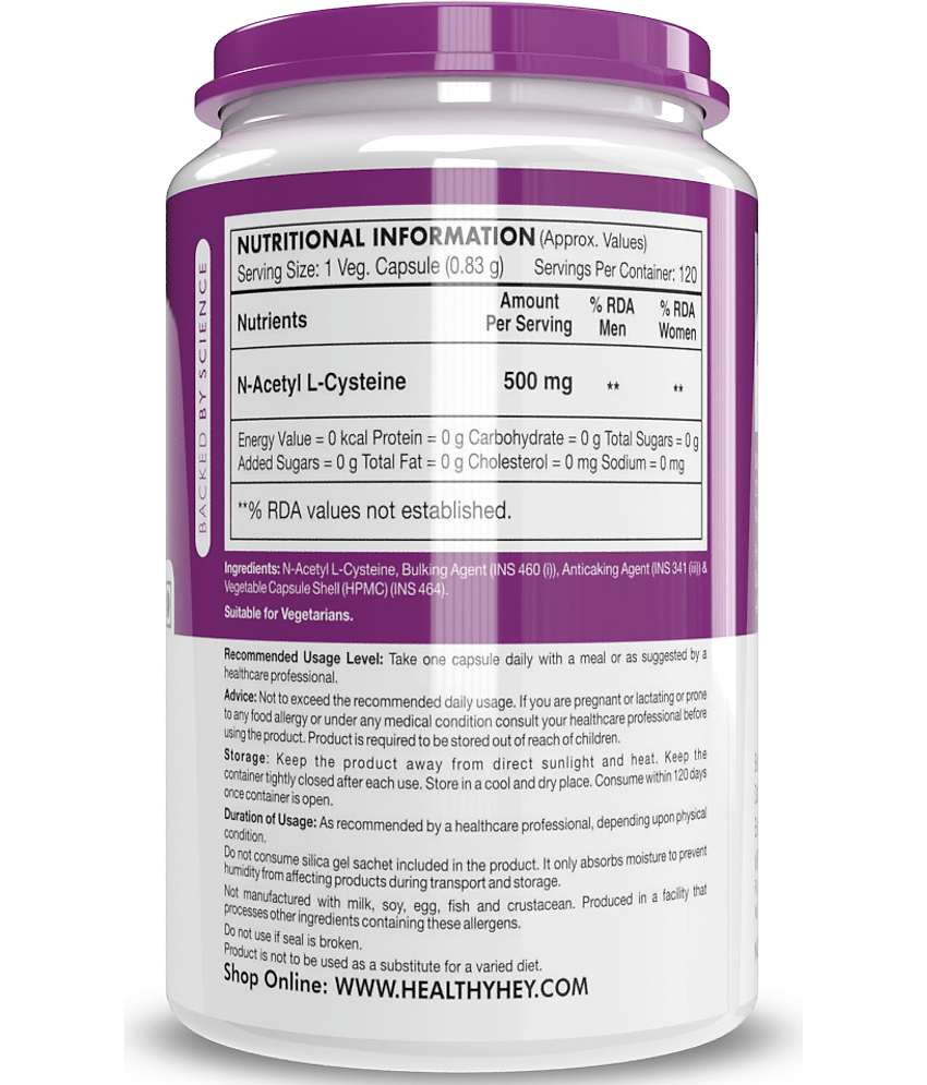 HEALTHYHEY NUTRITION N-Acetyl L-Cysteine 120 Veg. Capsules 500 mg view 2