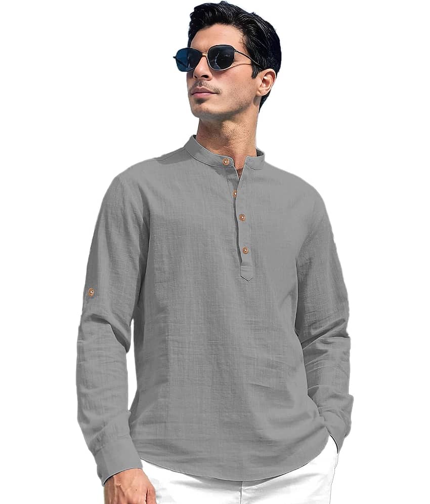 Vida Loca Turquoise Cotton Blend Men's Shirt Style Kurta ( Pack of 1 ) view 2