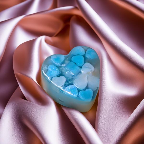Sweet Hearts- Blue Handmade Glycerin Soap with Peppermint Essential Oil- 110 Gms view 2