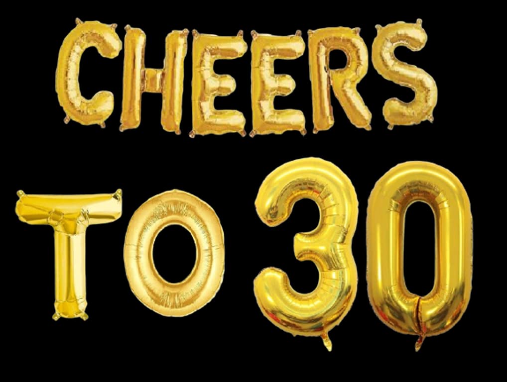 Partyzon Gold Cheers to Birthday Foil Balloon Combo Party Decoration for Anniversary Celebration 16 Inches view 2