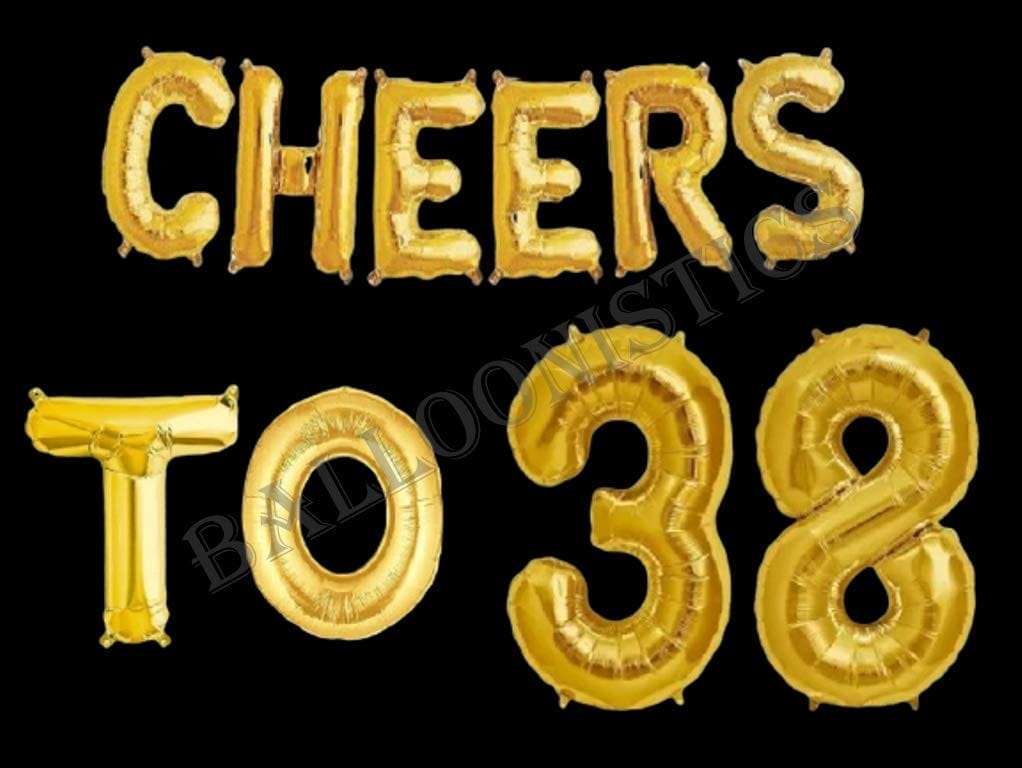 Balloonistics Cheers to Thirthy Eight Foil Balloon Combo Number 38 Foil Balloon for Birthday and Anniversary view 2
