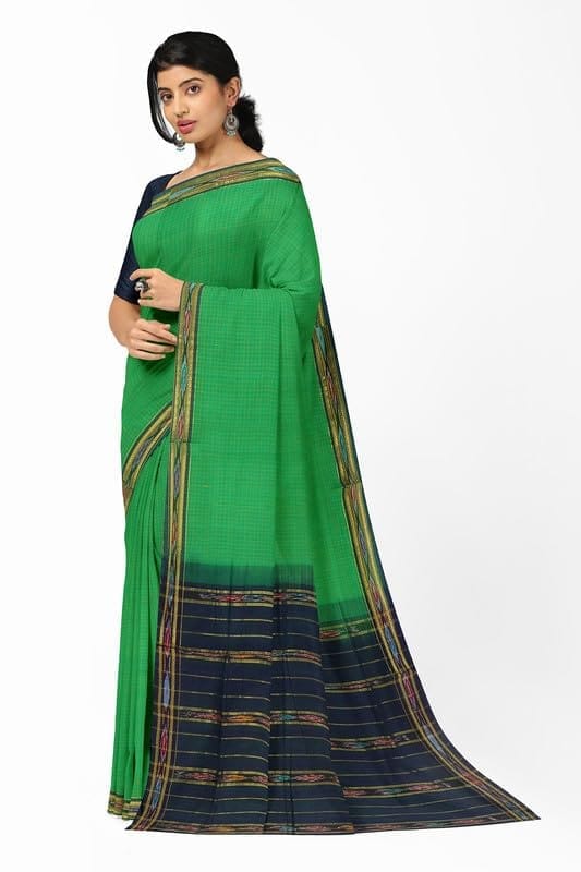 APCO Handloom (A Andhra Pradesh Govt Emporium)- Women's Traditional Pure Handloom Bandar/Polavaram Green Cotton Saree | PBS0001 view 2