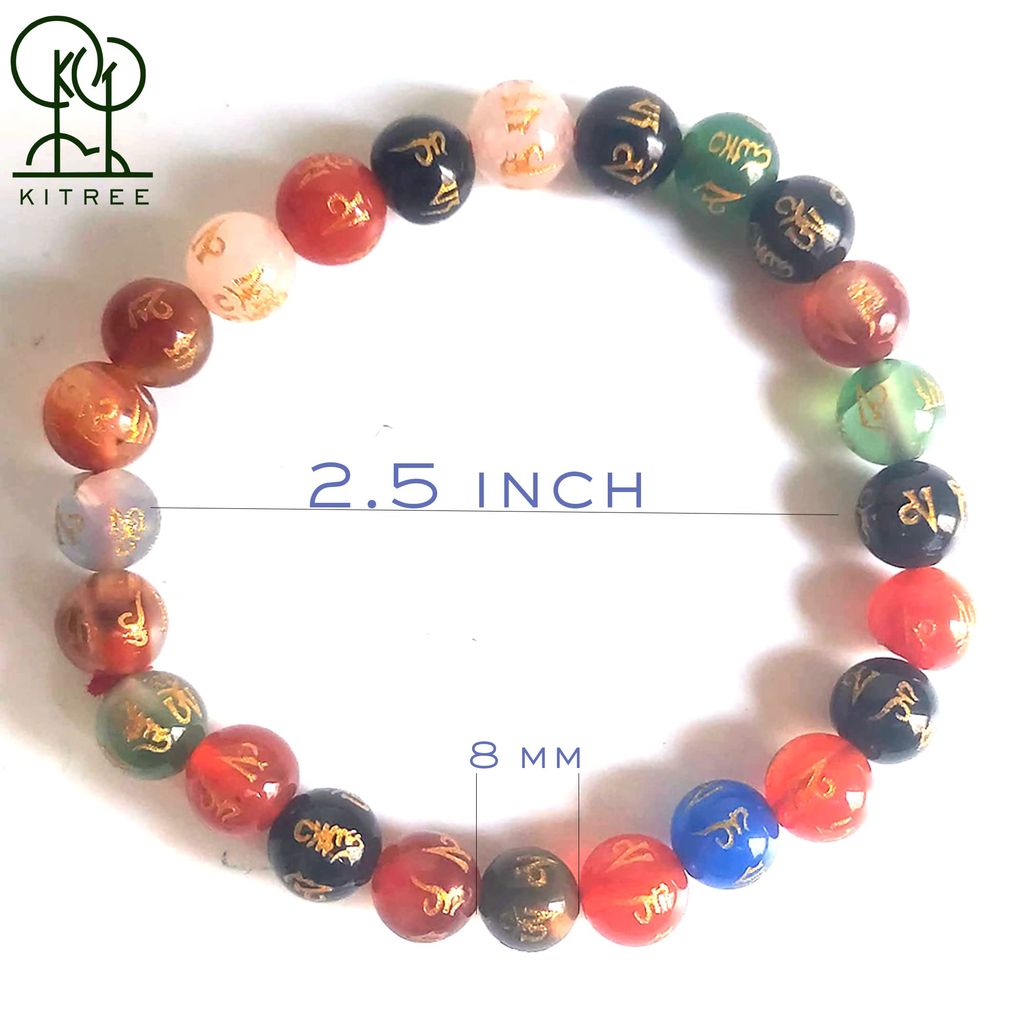 KITREE NATURAL OM MANI PADME HUM CRYSTAL BRACELET 8MM ROUND FOR UNISEX (MULTI COLOR) view 2