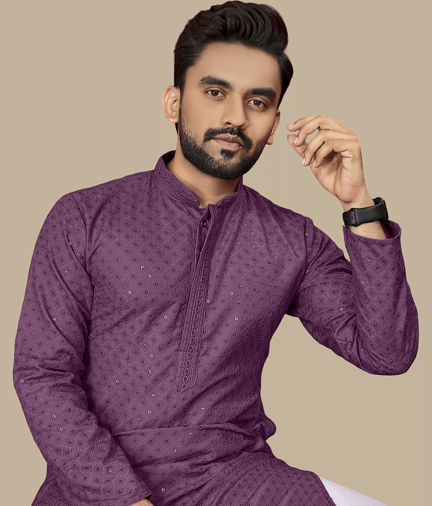 YUG ART Sea Green Cotton Men's Regular Kurta ( Pack of 1 ) view 2