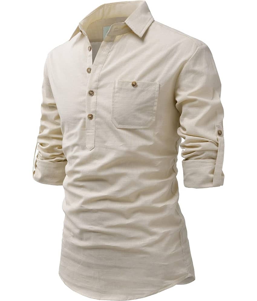 TrendiVastra Pink Cotton Blend Men's Shirt Style Kurta ( Pack of 1 ) view 2
