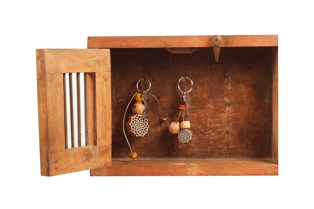 Hand Carved Wooden Keyring Mandala Rust Naturals view 2