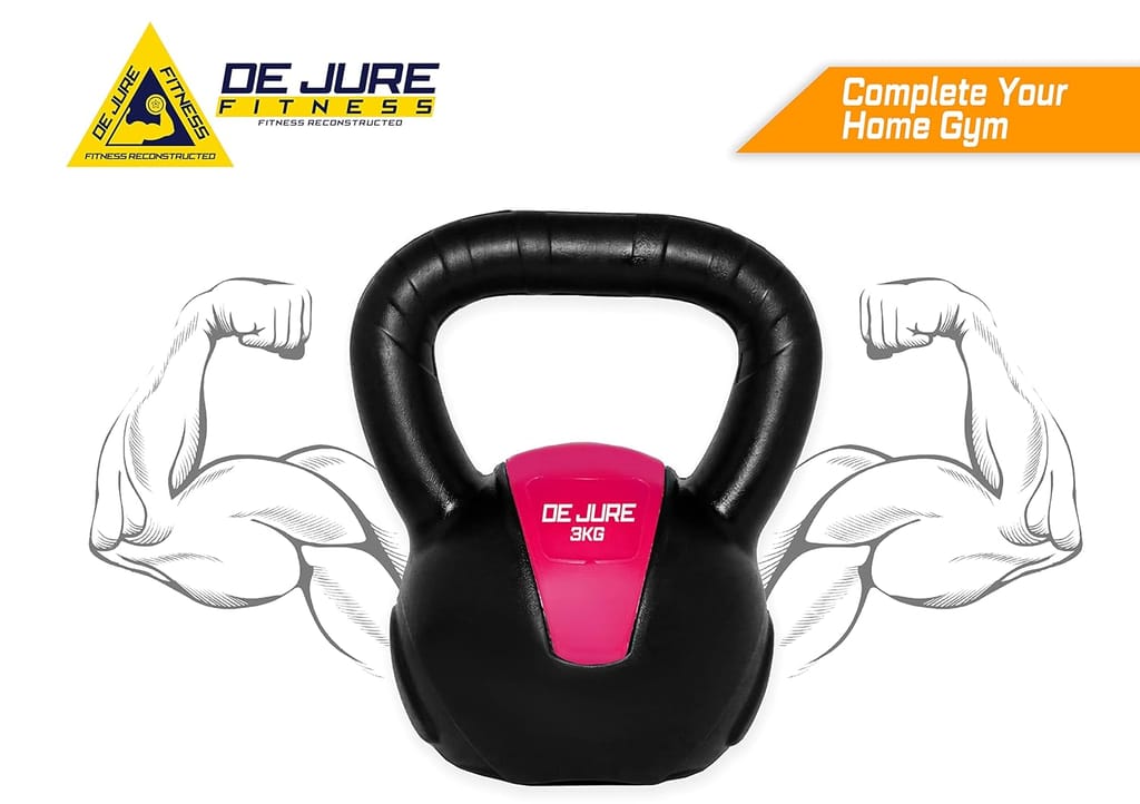 De Jure Fitness PVC Kettle Bell for Strength and Cardio Training, Full body exercises for Men & Women 3kg view 2