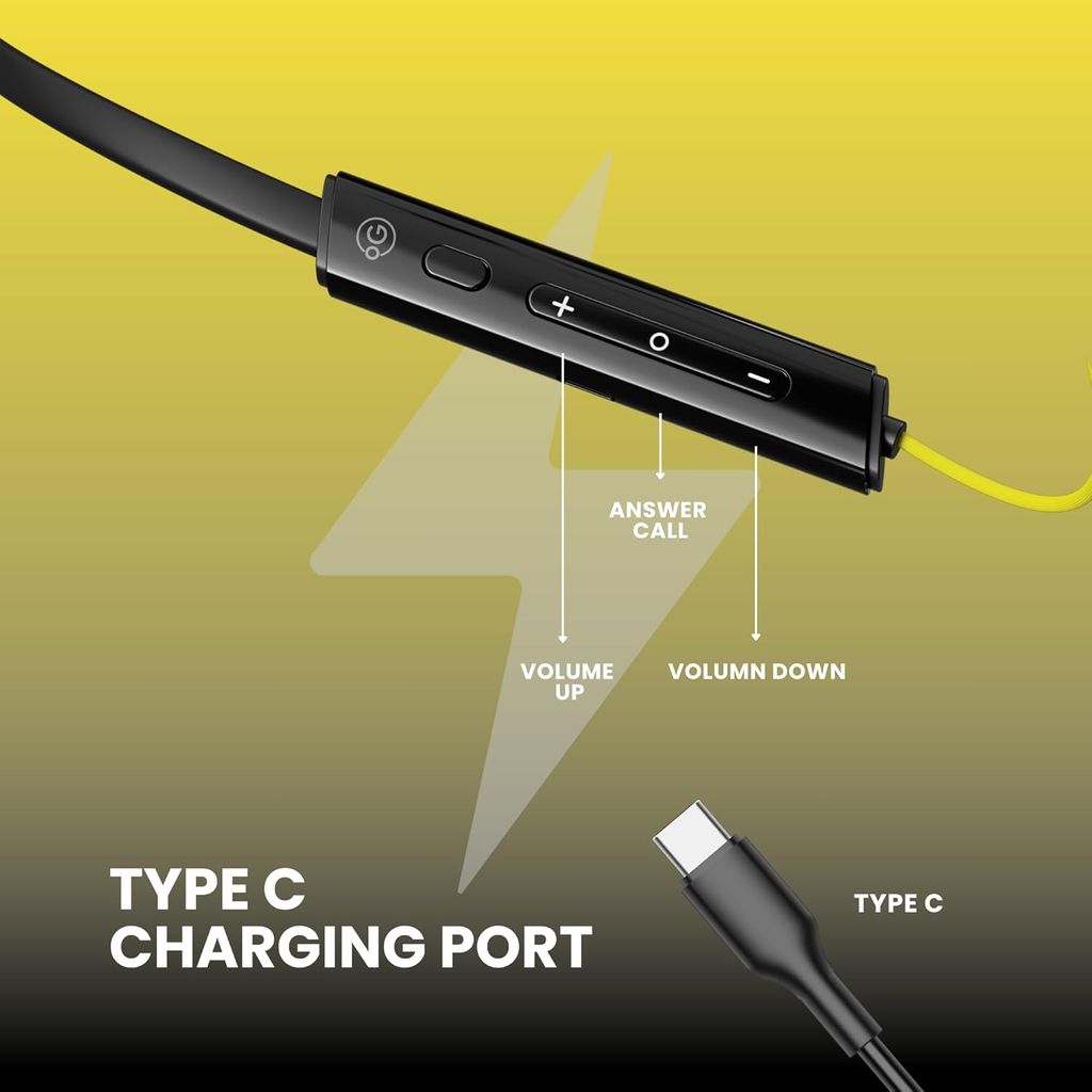 OOGE Tune 21 Wireless Neckband – Bluetooth 5.3, 40 Hours Playtime, Type-C Fast Charging, AI ENC Noise Cancellation, Magnetic Earbuds, IPX3 Water Resistant, 1500-Hour Standb view 2